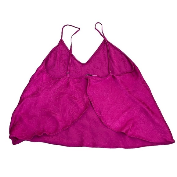 Victoria’s Secret Fuchsia Satin Jacquard Camisole Open Back Detail Size L - Picture 9 of 12